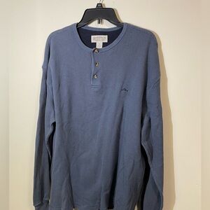 Outfitters Roundtree & Yorke Henley Shirt Mens XL Blue long sleeve Ribbed cotton